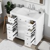 36" Bathroom Vanity with Sink, Freestanding White Cabinet with 6 Drawers and Door, Solid Wood & MDF with Ceramic Top - 2 of 4