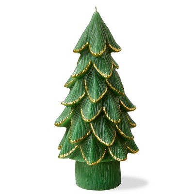 tag Gilded Pine Tree Candle Lg Green