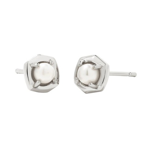 Kendra Scott Liesel White Pearl Rhodium Over Brass Stud Earrings - Silver :  Target
