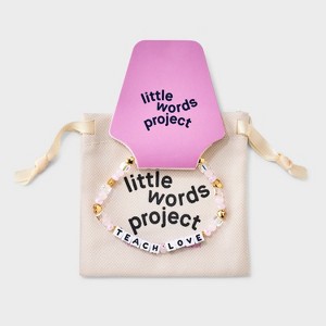 Little Words Project Teach Love Beaded Bracelet - White/Pink/Gold - 1 of 4
