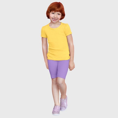 City Threads Girls 100% Cotton Short Sleeve Puff Classic Fit Tee - Yellow, 7Y