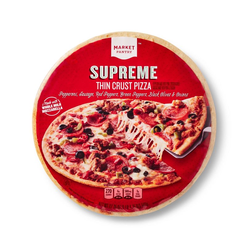 Thin Crust Supreme Frozen Pizza - 17.75oz - Market Pantry&#8482;, 1 of 4