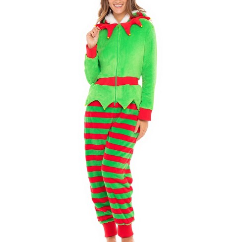 Just Love Womens One Piece Winter Holiday Adult Onesie Faux Shearling Lined  Hoody Xmas Pajamas