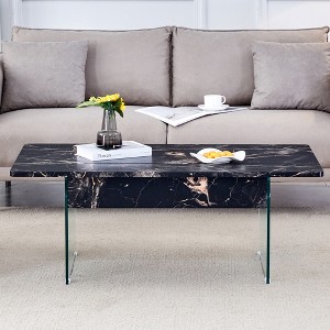 Maggift Patio End Tables, Multifunctional Lift Top Coffee Table with Tempered Glass Legs for Living Room, Office, Lounge, Black, 43.3"*23.6"*16.3" - 1 of 4
