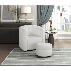 NicBex Swivel Chair with Ottoman, Modern Arm Chair with Boucle Fabric and Solid Wood Base, Accent Chair for Living Room - 1 of 4