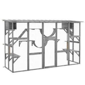 Resenkos Cat Cage, Cat Crate Kennel Enclosure Playpen,Catio Playground Cat Window Box Outside Enclosure for Multiple Cats w/ Shelves & Bridges, Yellow - 1 of 2