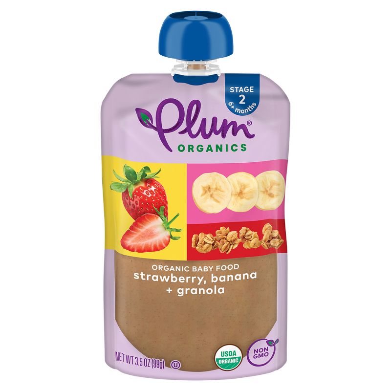 Plum Organics Baby Food Stage 2 - Strawberry Banana Granola - 3.5oz, 1 of 12