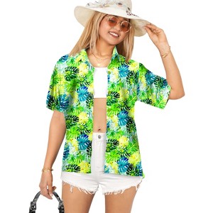 HAPPY BAY Hawaiian Shirts Womens Loose Blouses Short Sleeve Vacation Casual Dressy Relaxed Fit Holidays Bohemian Summer Button Down Party - 1 of 4
