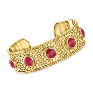 Ross-Simons 6.50 ct. t.w. Ruby Cuff Bracelet in 18kt Gold Over Sterling Silver - 1 of 4