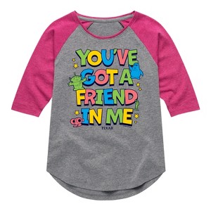 Girls' - Toy Story 4 - Youve Got A Friend In Me Shirt Tail Raglan Graphic T-shirt - 1 of 3