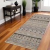 Tan Blue and Orange Striped Hand Knotted Area Rug - 2 of 4