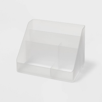 Gray Desktop Drawer Organizer Mini Set of 2 Tier Plastic Clear