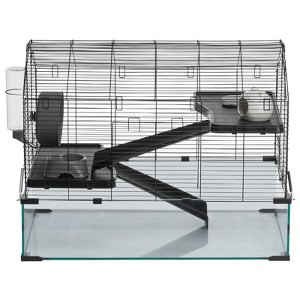 VEVOR Hamster Cage, 360° Viewing Transparent Hamster Habitats, Small Animal Cage, 29.5 x 17.3 x 24 in, Ventilated Pet Mouse Cages, Black - 1 of 4