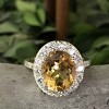 Pompeii3 4 1/2 cttw Oval Citrine Diamond Halo Vintage Ring Engagement 14k Yellow Gold - 4 of 4
