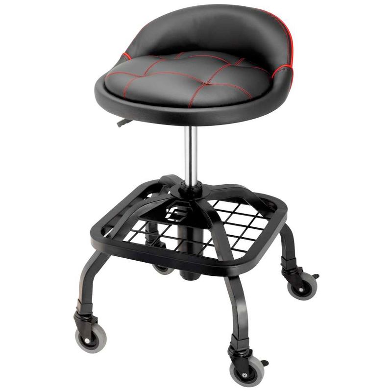 Powerbuilt 330 Pound Capacity Padded Rolling Shop Seat with Lumbar Support, 1 of 4