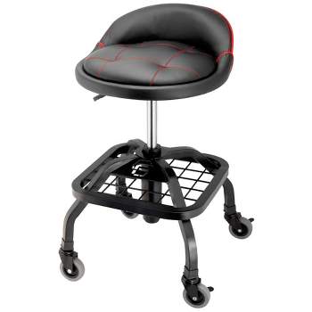 Powerbuilt 330 Pound Capacity Padded Rolling Shop Seat with Lumbar Support