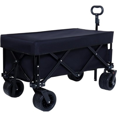 BEAFUP Foldable Utility Wagon with Extended Tailgate & Lid - Heavy Duty 400lbs Capacity,All-Terrain Wheels for Beach,Camping,Shopping,Outdoor