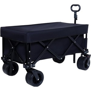BEAFUP Foldable Utility Wagon with Extended Tailgate & Lid - Heavy Duty 400lbs Capacity,All-Terrain Wheels for Beach,Camping,Shopping,Outdoor - 1 of 4