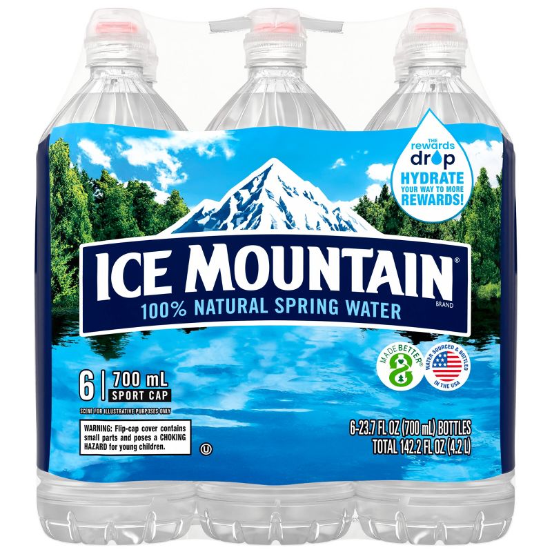 Ice Mountain Brand 100% Natural Spring Water - 6pk/23.7 fl oz Sport Cap Bottles, 3 of 9