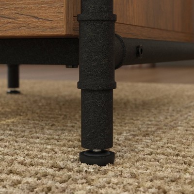 Brown Wood L-Shaped Computer Desk with Drawer and Filing Cabinet