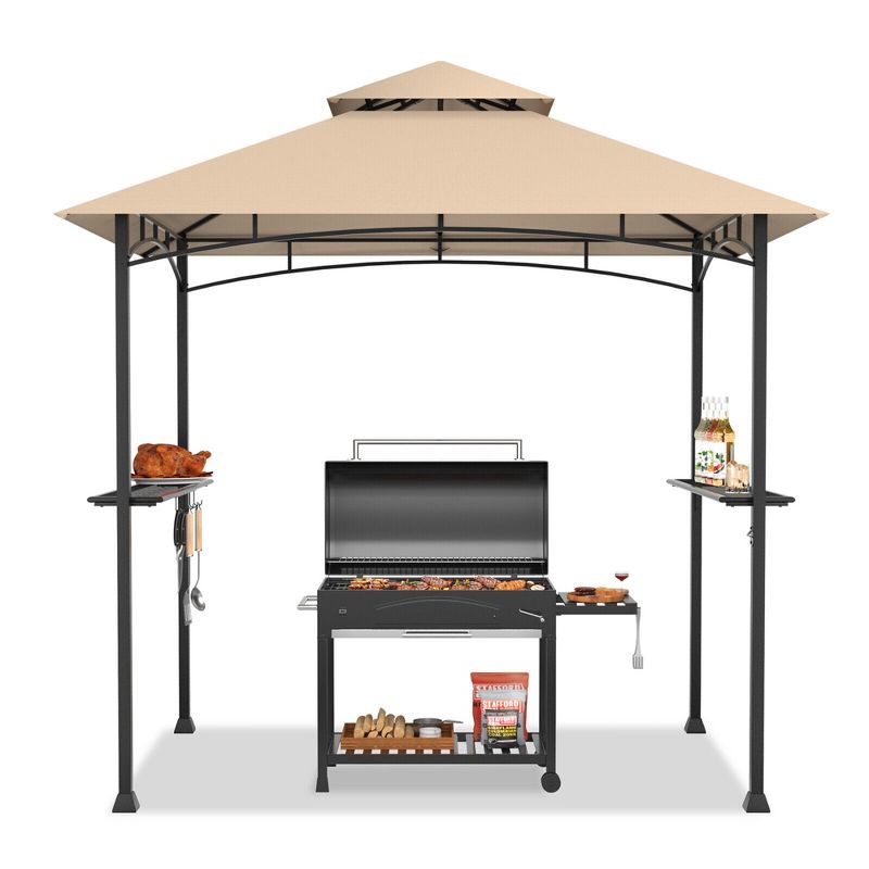 Tangkula 8' x 5' BBQ Grill Gazebo 2-Tier Barbecue Canopy Vented Top Shelves Shelter, 4 of 8
