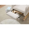 Okak Rocking Accent Chair Armchair with Side Pocket and Upholstered Comfy High Backrest Stripe Glider Chair for Bedroom Lounge Nursery, Cream - 3 of 4