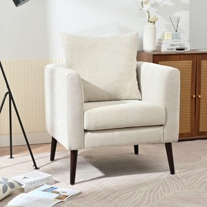 CENGHU Teddy Fabric Accent Chair, Living Room Chair with Solid Wood Legs, Waist Pillow,  Upholstered Arm Chair for Living Room/Bedroom - 1 of 4