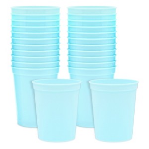 Blue Panda 24 Pack 16oz Light Blue Plastic Stadium Cups for Birthday Parties, Graduations, Bridal Showers, Baby Showers - 1 of 4