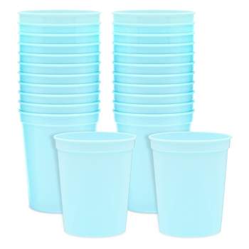 Blue Panda 24 Pack 16oz Light Blue Plastic Stadium Cups for Birthday Parties, Graduations, Bridal Showers, Baby Showers
