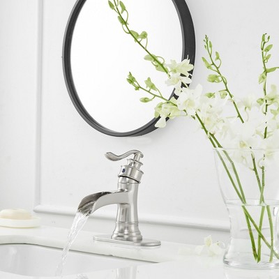 Brushed Nickel Single-Handle Waterfall Bathroom Faucet