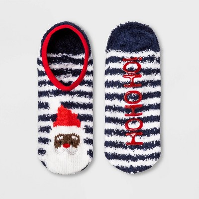 Women's Santa Cozy Holiday Liner Socks with Grippers - Wondershop™ Navy 4-10