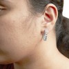 Haus of Brilliance Silver 1/2 Cttw Diamond Bar and Plate Eternity Hoop Earrings - 4 of 4