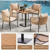 Lirago 27.6 Wooden Look Plastic Outdoor Leisure Dining Set Durable Dining Light Walnut - 4 of 4