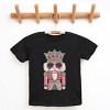 Pink and Teal Nutcracker Patchwork Print - Youth Short Sleeve Graphic T-Shirt and Toddler Short Sleeve Graphic T-Shirt - 2 of 3