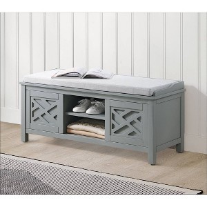45" Middlebury Wood Storage Bench with Cushion Gray - Alaterre Furniture: Upholstered, Shelf, Modern Style - 1 of 4
