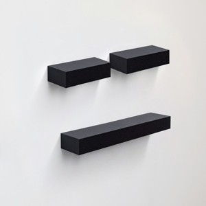 SEVOBAL Decorative Bookshelf Floating Shelves Wall Mounted Set of 3 Rustic Wood Wall Storage Shelves Decor Hanging Shelves, Black, 23.62"*4.92"*1.97" - 1 of 4