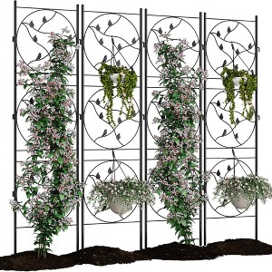 Black Metal Trellis for Climbing Plants - Heavy Duty Rustproof Garden Trellis for Roses, Vines & Vegetables - Indoor/Outdoor Plant Support - 1 of 4