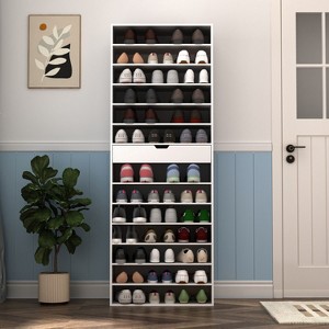 Hitow White Vertical Shoe Cabinet Open 13 Tiers of Space Large-Capacity Shoe Storage - 1 of 4