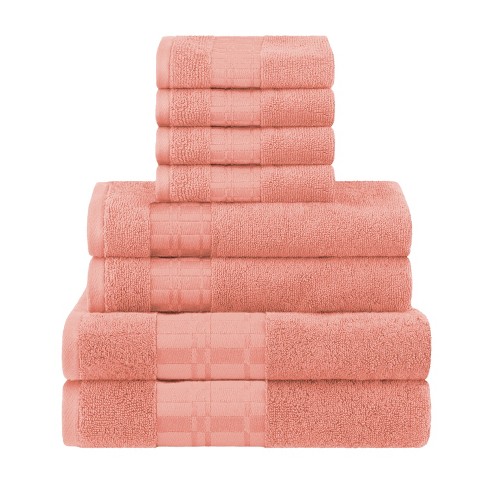 8pc Cotton Bath Towel Set Coral