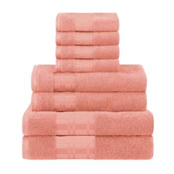 100% Cotton Medium Weight Geometric Border 8 Piece Assorted Bathroom Towel Set by Blue Nile Mills