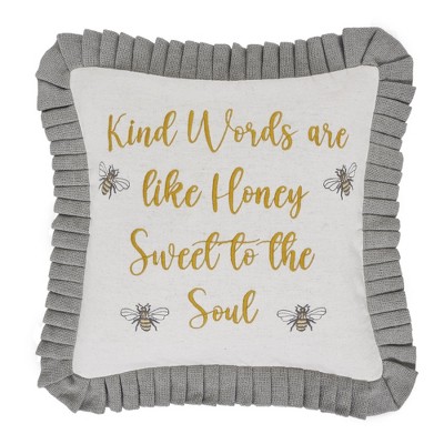 Embroidered Honey Bee Pillow 18x18 VHC Brands