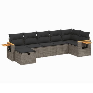 vidaXL Garden Sofa Set Grey PE rattan Large Removable Covers - 1 of 4