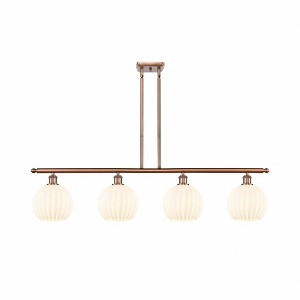White Venetian - 4 Light Stem Hung Island In Modern Style-11 Inches Tall and 48 Inches Wide - 1 of 1