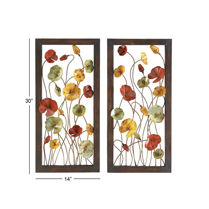 Metal Floral Wall Decor with Black Frame Set of 2 - Olivia &#38; May, 3 of 7