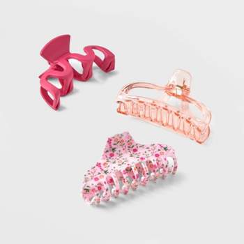 Girls' 3pk Floral Printed Claw Clips - art class™