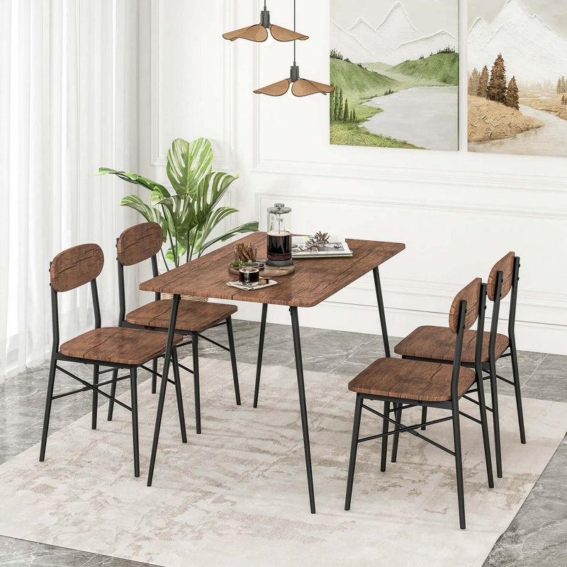 Costway 5-Piece Dining Table Set for 4 Modern Kitchen Dining Room Furniture Set, 4 of 11