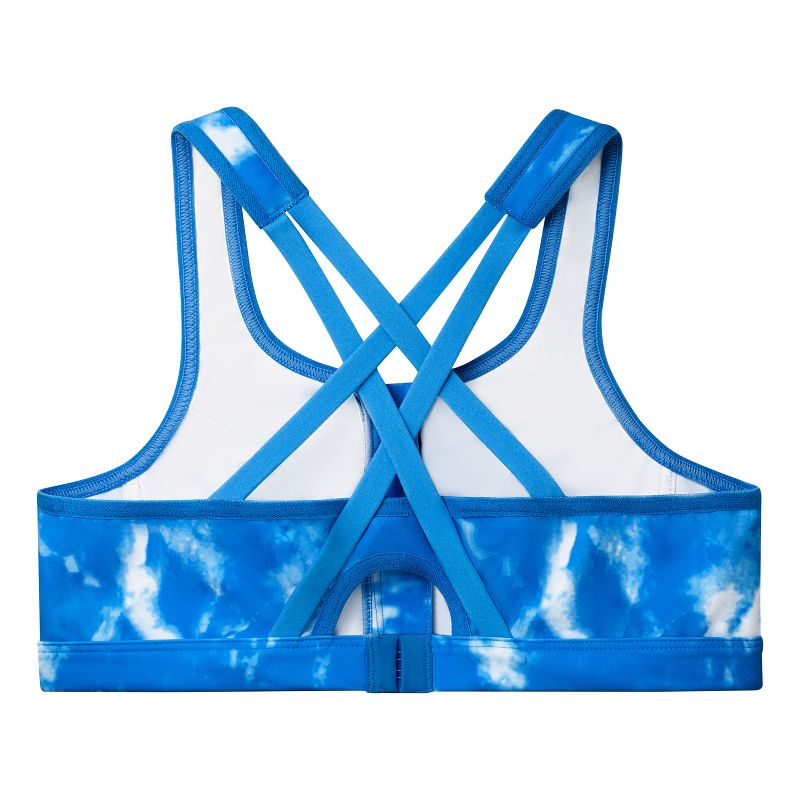 Glamorise Womens Zip Up Front-Closure Sports Wirefree Bra 9266 Blue Tie-Dye, 5 of 6