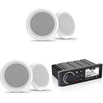 Fusion MS-RA70N Marine Entertainment System with Bluetooth & NMEA 2000 with Bluetooth with Fusion 2 Pairs EL-F653W EL Series 6.5" 2-Way Marine Coax...