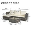 Sapphtopaz Outdoor Patio Furniture Set Wicker Outdoor Couch with Retractable Canopy and Storable Side Table for Outdoor, Backyard, Light Gray - 3 of 4