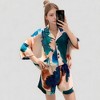 Anna-Kaci Lounge Women's Watercolor Print Pajama Set with Notch Collar Button Up Short Sleeve Top and Matching Relaxed Shorts - 2 of 4